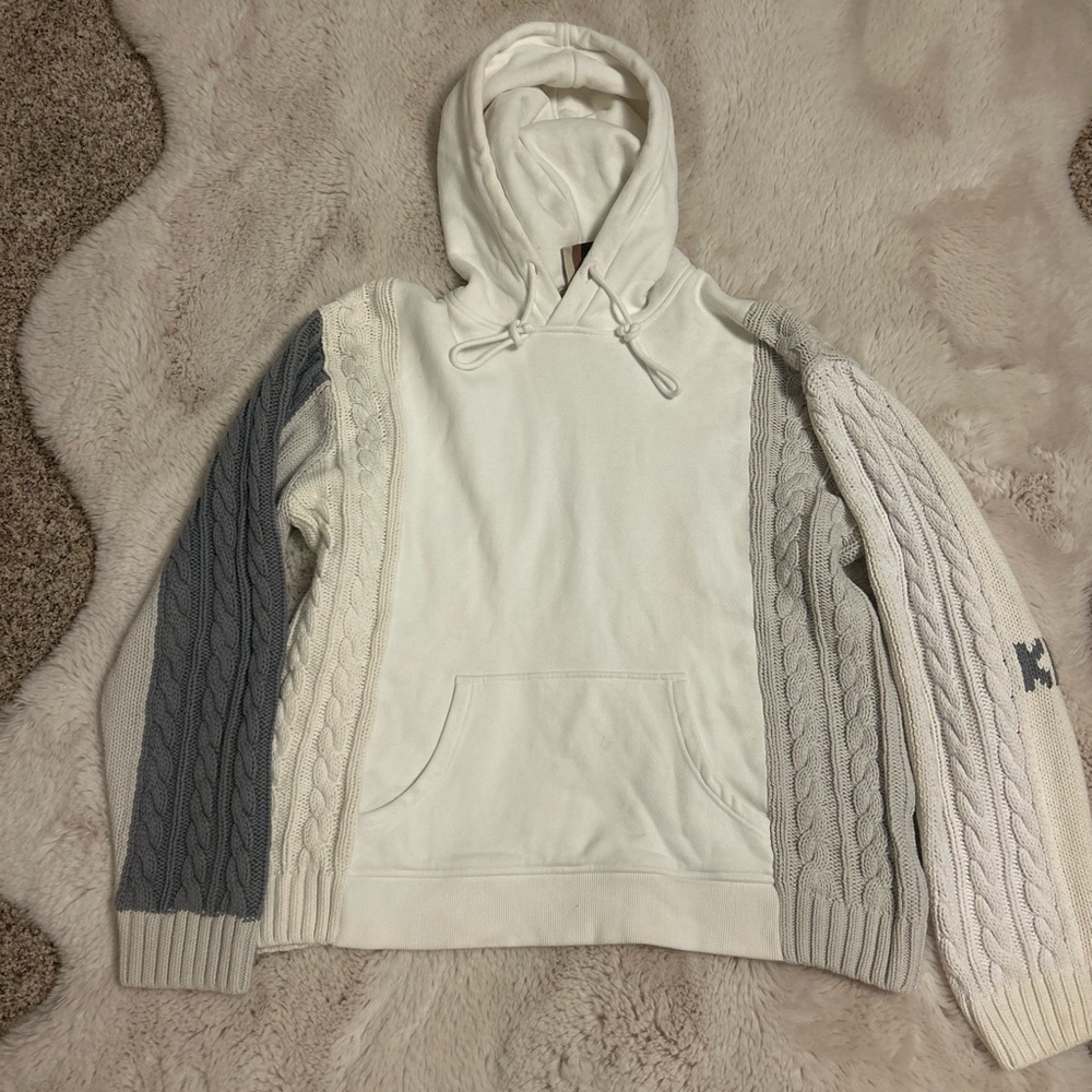 Kith White Hoodie with Tan and Black Accents